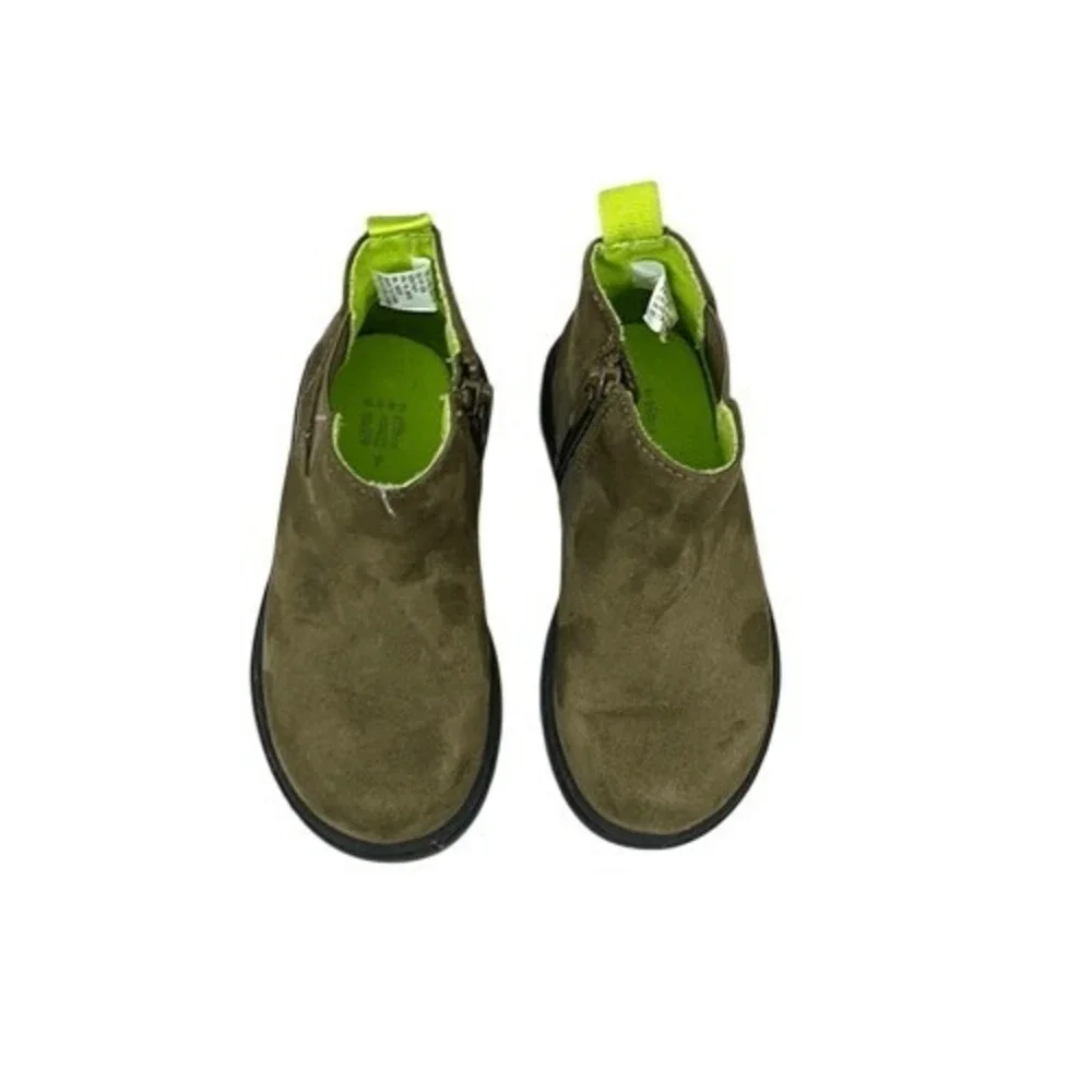 The GAP Chelsea Kidcore Olive Faux Suede High Top‎ Side Zip Boots 7 Blokecore